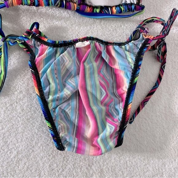 5/$25 Unitalla Colorful Striped String Bikini Swimwear Set XS - Picture 12 of 13